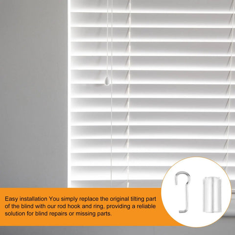 Four Piece Wand Wire And Sleeve Collar Hook Kit For Horizontal Mini Blind Repair Sweet Upgrade Universal Replacement Rods installed on blinds.