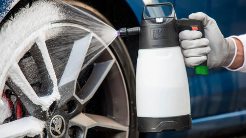 Foam Pro 2 Pump Sprayer For Car Detailing And Disinfection 50 Ounce Capacity Three Foam Types For Dry Wet And Intermediate Foam on car wheel