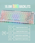 Premium 75 Percent Transparent Mechanical Gaming Keyboard With Hot Swappable Gasket Build And Dope Rgb Lighting showing RGB backlighting features.