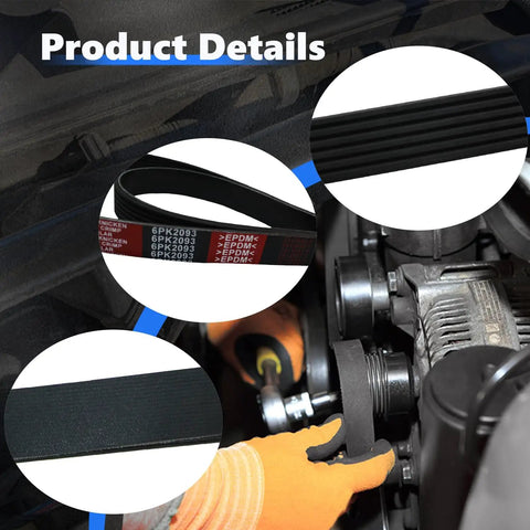Heavy Duty Serpentine Drive Belt For 2012-2015 Honda Civic 1.8L And 2013-2015 Acura ILX 2.0L K060824 detailed view with EPDM material.