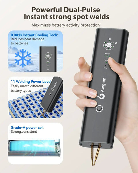 One Hand Spot Welder Portable Handheld Welder With 11 Gear Adjustable Power Auto And Manual Modes for welding nickel strips