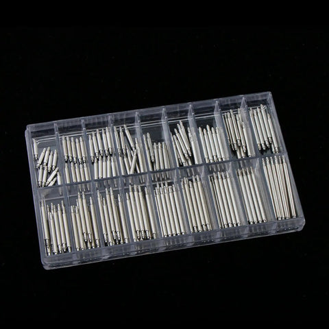 Stainless Steel Watch Link Pins Kit With Storage Box, 180 Pieces, 18 Sizes, 1.8mm And 0.9mm Spring Pins For Metal Links, Replacement Tool Set For Watchmakers And DIY Repair Pros, sorted in clear case