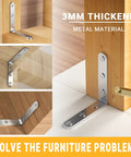Sturdy Stainless Steel 4x4 Angle Brackets 3mm thick heavy duty 90 degree corner braces for wood shelves cabinets furniture bookshelves 25 pack.