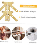 Hidden 360 Degree Rotating Hinge Set for Cabinets and French Doors, Concealed Door Hardware, 4 Piece Pack, gold finish
