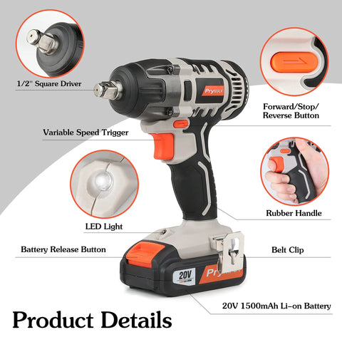 Product image of Cordless Impact Wrench With Half Inch Chuck For Bustin Bolts And Quick Work, 20V Power Tool Delivers 2600 RPM