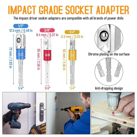 Flexible Drill Bit Extension Set with 105 Degree Right Angle Attachments and Universal Socket Adapters shown in use