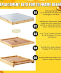 Beekeeping Beehive 3-Piece Parts Kit With Top Cover, Inner Cover, And Bottom Board, 10-Frame Solid Wood Beeswax Finish