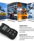 Portable 4 Gas Detector With LCD Display For On The Go Use, Rechargeable Clip On Gas Monitor shown with industrial settings.