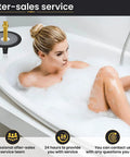 Rock Solid Freestanding Bathtub Drain Rough In Mounting Kit Stainless Steel Standard American Fittings in use with a soaking tub.