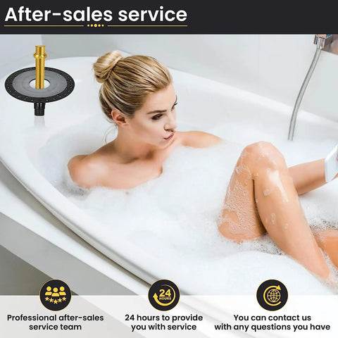 Rock Solid Freestanding Bathtub Drain Rough In Mounting Kit Stainless Steel Standard American Fittings in use with a soaking tub.