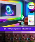 Bluetooth App Controlled Color Changing LED Strip Lights 150 Ft Rope Light Kit Sync With Music For Bedroom display and app