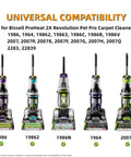 Front view of Bissell ProHeat 2X models with universal compatibility text, showing 1986, 1964, 1986N, 19862, and 2007P.