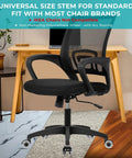 Black office chair with 2 inch office chair caster wheels set of 5 heavy duty replacement for home and office chairs