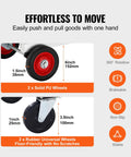 VEVOR aluminum folding hand truck with 2 solid PU wheels and 2 rubber universal wheels, front view