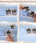 4 Pack 3oz Stainless Steel Creamer Pitchers With Handle For Coffee Milk Sauces used in Montessori pouring activity