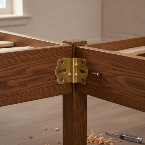 Fix Wobbly Furniture Fast With A Solid Yellow Wood Connector Hook For Frame Rail Reinforcement, Durable DIY Joint Repair