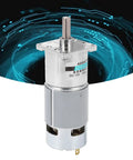 Solid 42GA775 DC Gear Motor 12V Low Speed Reversible CW CCW With All Metal Gears Overcurrent Protection for Automation And Robotics Builds with visible output shaft.