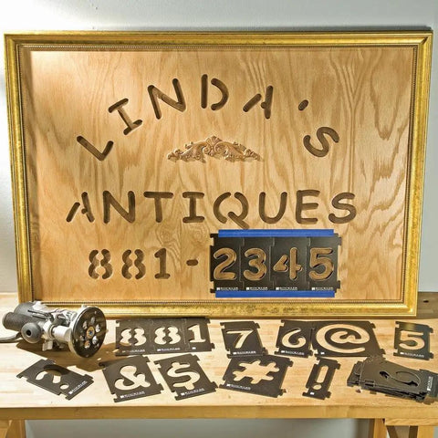Interlocking Router Letter Templates For Custom Wooden Signs In Comic Sans Font 2-1/4 Inch Height with cut wooden pieces and router.