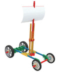 STEM Vehicle Building Kit With 130 Plus Parts For Kids Ages 8 And Up, Build 7 Hands-On Vehicles Powered By Push, Rubber Band, Wind Or Spring Motor, Learn Potential And Kinetic Energy, Velocity, Acceleration, Motion, And Graphing Concepts. sail cart with wheels