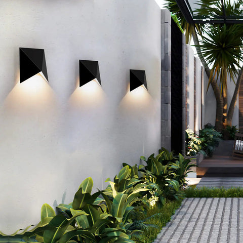 10W 3000K Waterproof IP65 Indoor Outdoor Wall Sconce LED Light Fixture For Exterior Modern Wall Mount Outdoor Lamp For Patio Porch Garden Lit Warm White