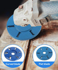 Heavy Duty Six Tooth Wood Carving Disc For Angle Grinder on wood, showing flat blade design for stump removal and milling.