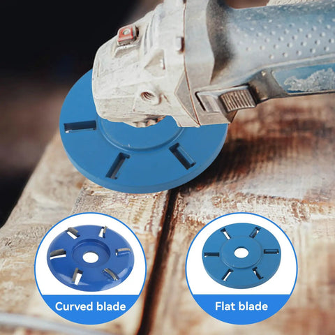 Heavy Duty Six Tooth Wood Carving Disc For Angle Grinder on wood, showing flat blade design for stump removal and milling.
