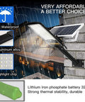 JUDYSSY 80W Led Solar Street Lights Outdoor mounted on wall, IP67 waterproof, with solar panel and battery for gardens.