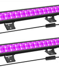 Two Pack 30W Black Light Bars with 24 LED Chips Each for Glow Parties and UV Night Lighting, 5ft Plug and Switch shown