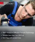 Man wearing SecureFit 400 Safety Glasses For Men And Women All Day Comfort Anti Fog Anti Scratch Clear Lenses UV Protected.