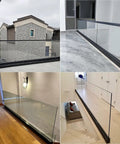Top Shelf Frameless Glass Deck Railing System With Rock Solid Aluminum U Channel Base Track For Balcony Stairs And Pool Fencing Fits Tempered Glass Nice And Tight Straight Up To Two Thirds Inch Long installed on balcony and stairs.
