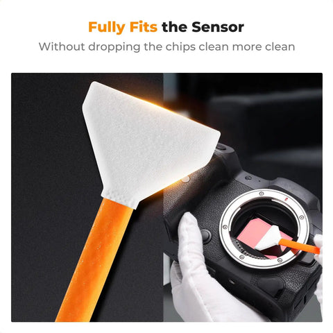 Close-up of 24mm Full Frame Sensor Cleaning Swab Kit With 10 Flexible Swabs And 20ml Sensor Cleaner For Nikon Sony Canon DSLR Cameras