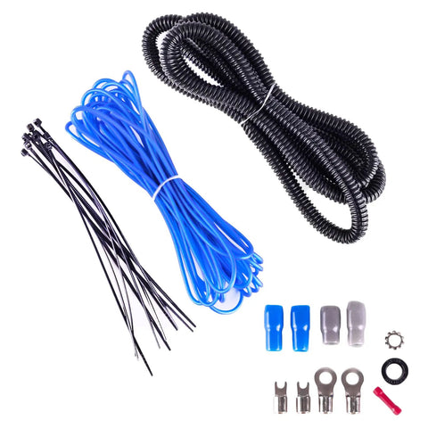4 Gauge OFC Amplifier Wiring Kit Heavy Duty Installation Bundle with cables, connectors, and wires for 1500W systems