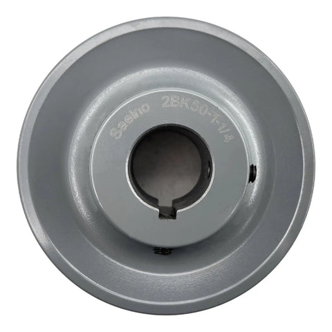 Heavy Duty Built Tough Two Groove Pulley For V Belt Drive Cast Iron Motor Pulley With One And A Quarter Inch Bore And Four Point Seven Five Inch Outer Diameter Fits V Belt Types A AX B BX 4L 5L Belts Model 2BK50 One Quarter By One Eighth Keyseat