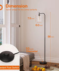 Bright Floor Lamp For Living Room With Glass Shade And LED Bulbs Industrial Tall Pole Standing Lamp For Bedroom Or Office Black Finish Modern Sleek Design