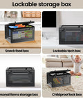 Massive 24 Liter Lockable Storage Box For Meds And Personal Items With 3 Combo Lock Stackable Safe Box For snacks and electronics.