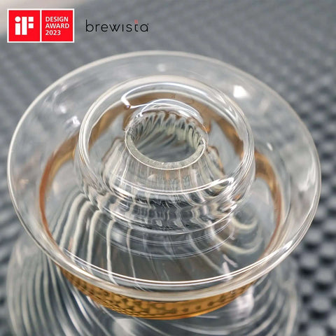 Top view of Tornado Duo Pour Over Coffee Dripper Barista Grade With Double Wall Glass Insulated Body Easy To Clean Dripper.