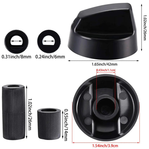 Universal Stove Knob Replacements for Oven and Range Burners Kit KN002 with Adapter Sizes