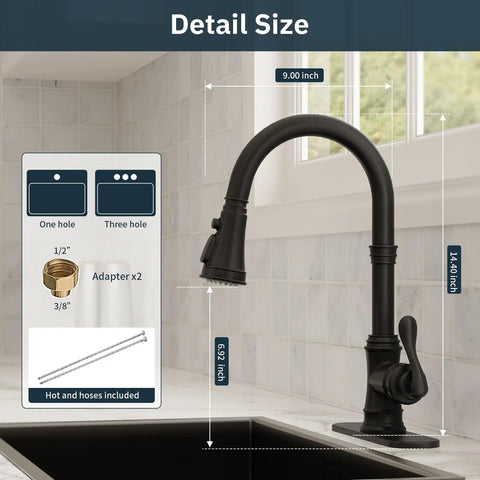 Solid Brass Kitchen Faucet With Pull Down Sprayer High Arc Single Handle Farmhouse Sink Faucet 3 Spray Modes over sink