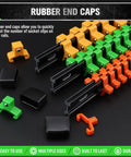 18 Piece Socket Organizer Set With Quarter Inch 96 Clips Three Eighths Inch 90 Clips And Half Inch 72 Clips For Tool Box Drawer Drive Socket Trays Color Coded For SAE And Metric Sockets Heavy Duty ABS Plastic, featuring colored end caps and clips displayed.