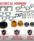 36 Inch Drift Trike Shaft Kit with 12 axle nuts and 4 lock collars displayed with heavy duty hardware components.