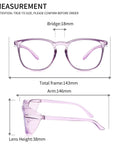 Slick Anti Fog Safety Goggles With Clear Polycarbonate Lenses And Blue Light Blocking Coating That Shields Your Vision From Digital Strain Without The Hassle For Men And Women In Sleek Transparent Purple, showing frame dimensions.
