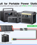 Diagram showing connection of 20 Foot Solar To XT60 Extension Cable 12AWG from solar panels to portable power stations.