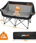 Heavy Duty Double Camping Chair For Two Adults 650 Lbs Capacity Fully Padded Loveseat Folding Outdoor Chair With Arm Cup Holder