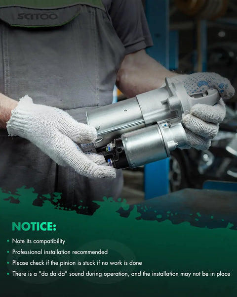 Mechanic holding Starter Motor For Mazda 2 2012 2013 2014 1.5L Automatic Transmission Direct Fit Replacement Plug And Play 12V