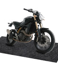 Motorcycle parked on 32x84 Inch Garage Floor Mat For Cars And Motorcycles, 3mm Thick Non Slip Oil Absorbent Floor Protector