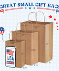 Brown Paper Bags 8x4.25x10.5 Inch 20 Pack With Handles Eco Friendly Kraft Gift Bags For Retail Party Favors Shopping Small Business