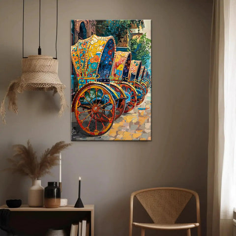 Fresh Bangladesh Rickshaw Wall Art Bringing Vibrant Bengali Folk Canvas Prints Framed 24 By 36 Inch ready to hang in cozy living room decor.