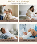 Collage of uses for Espidoo Electric Adjustable Bed Backrest: elderly care, pregnancy, post-surgery recovery, and injured legs support.
