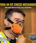 Person wearing Reusable P100 Half Mask Respirator With Replaceable Filters For Dust Metal Fumes And Oil Mist Lightweight All Day Comfort And Easy Filter Swaps For Pro Jobs Medium Large
