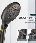 Shower Head With 7 Settings Handheld With On Off Pause Switch, Oil Rubbed Bronze High Pressure Shower Head With 71 Inch Hose